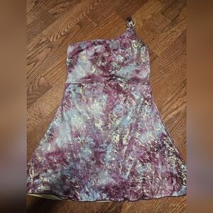 One-Shoulder Sports Bra in Purple and Gold